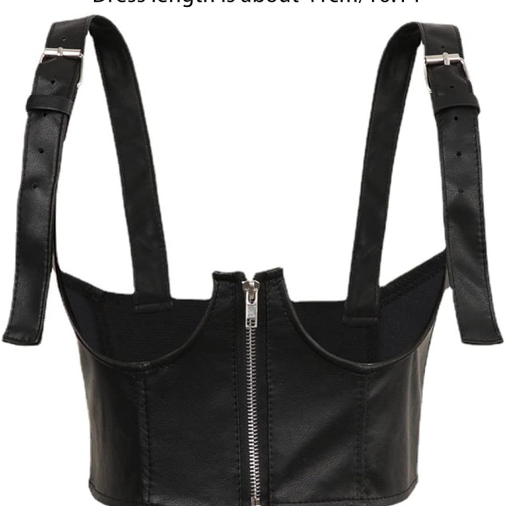 Black Faux Leather Corset Top
